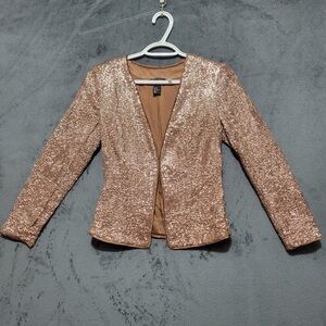 H&M Rose Gold Sequin Open-Front V-Cut Women's Jacket